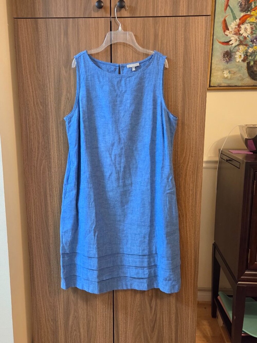 Habitat sz M (8-10) Blue Linen/Cotton Sleeveless Summer Dress with Pockets